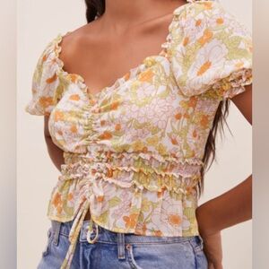 ASTR Jayla floral puff sleeve top